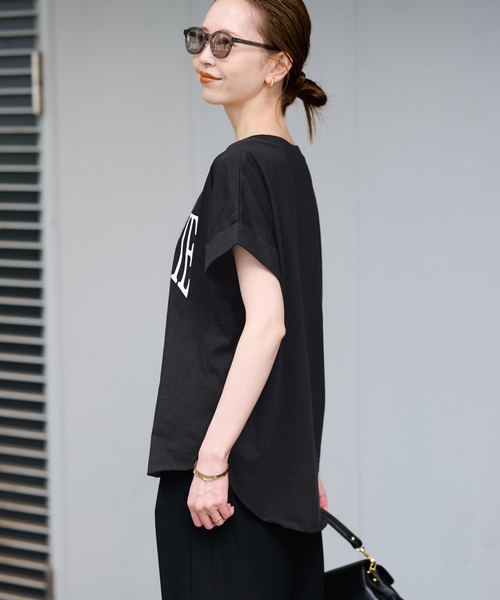 SLOBE IENA（スローブイエナ）の「CEST LA VIE Tシャツ（Tシャツ/カットソー・レディース・ホワイト系その他/ブラック/ホワイト・FREE）」の14枚目の写真