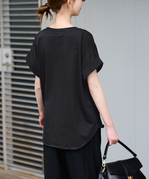 SLOBE IENA（スローブイエナ）の「CEST LA VIE Tシャツ（Tシャツ/カットソー・レディース・ホワイト系その他/ブラック/ホワイト・FREE）」の17枚目の写真