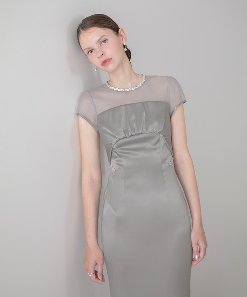 Leja(レジャ)の「【LEJA LUXE】ビジューネックフィッシュテールマーメイドドワンピースオケージョンドレス(ドレス・レディース・グレー・MEDIUM/SMALL)」の5枚目の写真