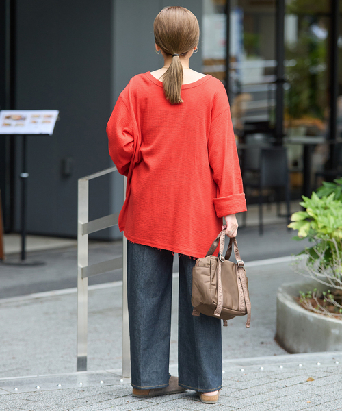JOURNAL STANDARD（ジャーナルスタンダード）の「《追加》ソフトガーゼ2WAYビッグプルオーバー（シャツ/ブラウス・レディース・レッド/ブラウン/ブラック・FREE）」の12枚目の写真