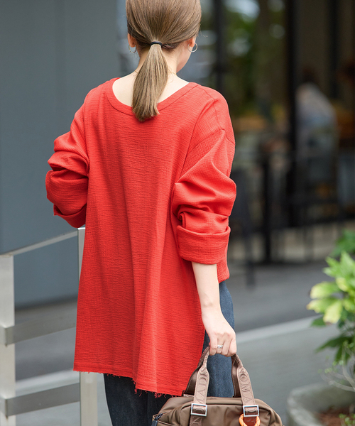 JOURNAL STANDARD（ジャーナルスタンダード）の「《追加》ソフトガーゼ2WAYビッグプルオーバー（シャツ/ブラウス・レディース・レッド/ブラウン/ブラック・FREE）」の13枚目の写真