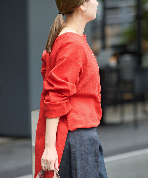 JOURNAL STANDARD（ジャーナルスタンダード）の「《追加》ソフトガーゼ2WAYビッグプルオーバー（シャツ/ブラウス・レディース・レッド/ブラウン/ブラック・FREE）」の14枚目の写真