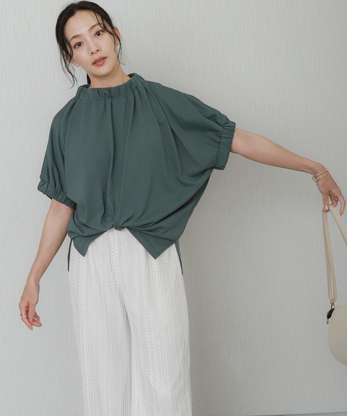 libelle more(リベル モア)の「着映えギャザーネックトップス(Tシャツ/カットソー・レディース・ブラック/グリーン/オフホワイト/チャコールグレー・L/M)」の22枚目の写真