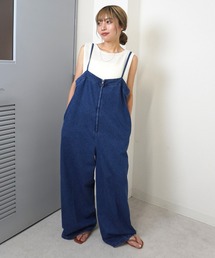 【デニム素材だけど軽やか】デニムオールインワン