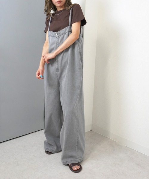 gossara(ゴサラ)の「【デニム素材だけど軽やか】デニムオールインワン(サロペット/オーバーオール・レディース・アイボリー/ブルー/ライトグレー・FREE)」の6枚目の写真