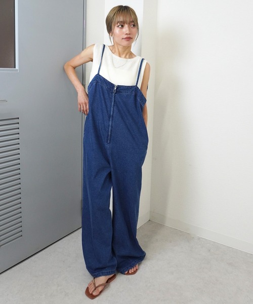 gossara(ゴサラ)の「【デニム素材だけど軽やか】デニムオールインワン(サロペット/オーバーオール・レディース・アイボリー/ブルー/ライトグレー・FREE)」の14枚目の写真