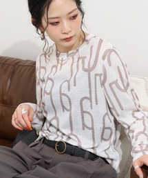 ニュアンスロゴ柄長袖カットソーロンT