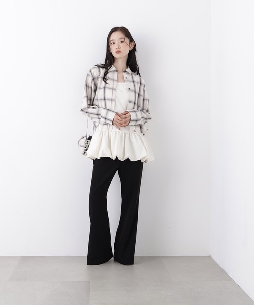 N.(N. Natural Beauty Basic)(エヌエヌナチュラルビューティーベーシック)の「チェックショートシャツ(シャツ/ブラウス・レディース・ベージュ系その他/ホワイト系その他/ネイビー系・フリ-)」の8枚目の写真