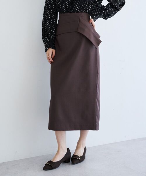 YECCA VECCA（イェッカヴェッカ）の「タックリボンナロースカート（スカート・レディース・ブラック/ドット/ブラウン・M/S）」の12枚目の写真
