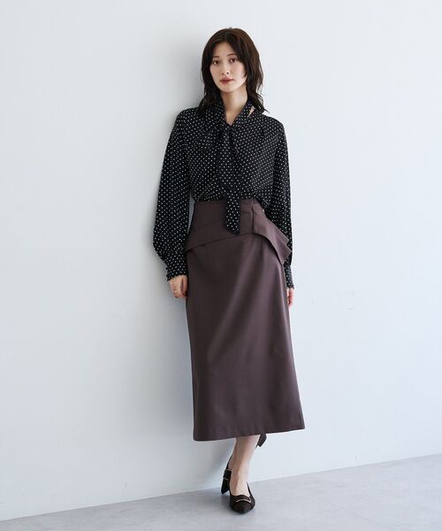YECCA VECCA（イェッカヴェッカ）の「タックリボンナロースカート（スカート・レディース・ブラック/ドット/ブラウン・M/S）」の15枚目の写真