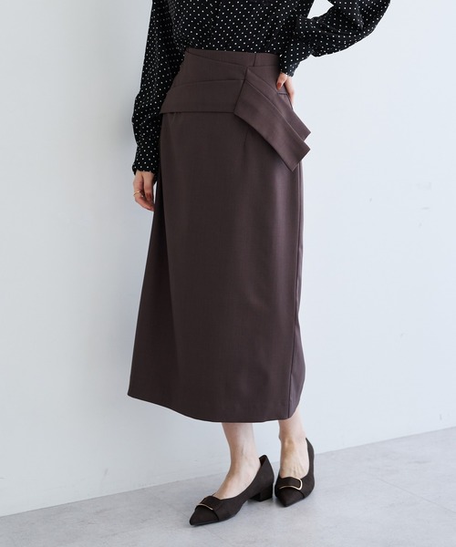 YECCA VECCA（イェッカヴェッカ）の「タックリボンナロースカート（スカート・レディース・ブラック/ドット/ブラウン・M/S）」の2枚目の写真