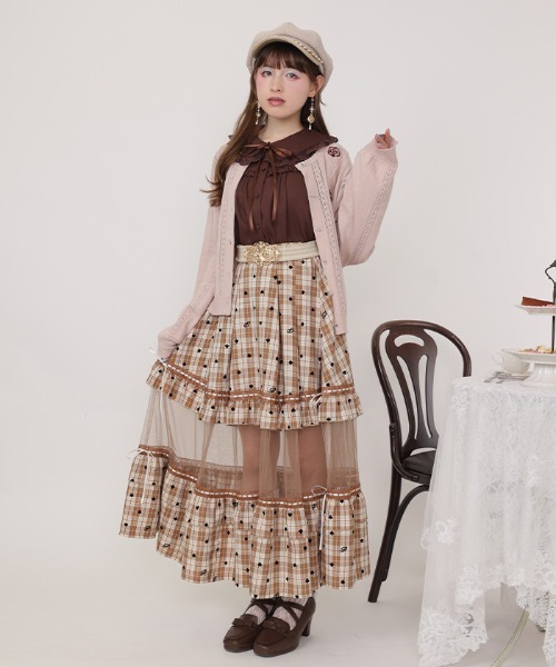 axes femme POETIQUE（アクシーズファムポエティック）の「トランプ柄フロッキーＰＴスカート（スカート・レディース・グリーン/ワイン/ブラウン・MEDIUM）」の2枚目の写真