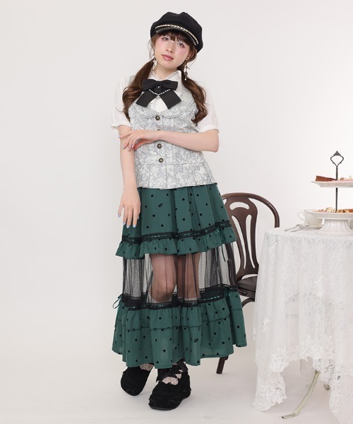 axes femme POETIQUE（アクシーズファムポエティック）の「トランプ柄フロッキーＰＴスカート（スカート・レディース・グリーン/ワイン/ブラウン・MEDIUM）」の22枚目の写真