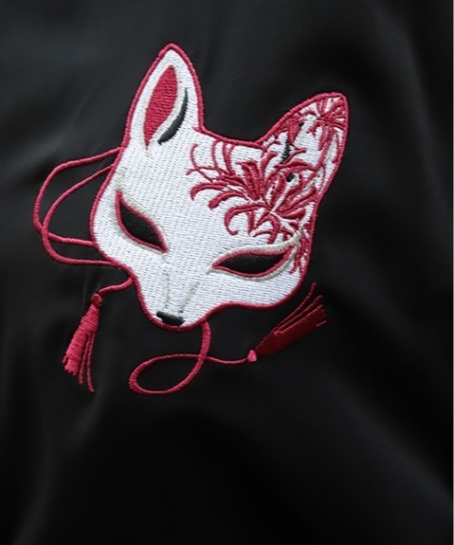 REZEN(リゼン)の「狐面刺繍和袖シャツ(シャツ/ブラウス・メンズ・ライトグレー/ブラック/ローズ・LARGE/MEDIUM)」の12枚目の写真