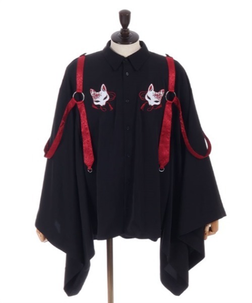 REZEN(リゼン)の「狐面刺繍和袖シャツ(シャツ/ブラウス・メンズ・ライトグレー/ブラック/ローズ・LARGE/MEDIUM)」の13枚目の写真
