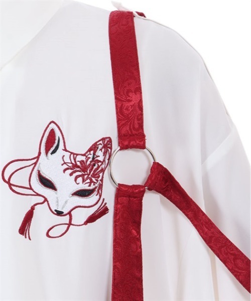 REZEN(リゼン)の「狐面刺繍和袖シャツ(シャツ/ブラウス・メンズ・ライトグレー/ブラック/ローズ・LARGE/MEDIUM)」の21枚目の写真