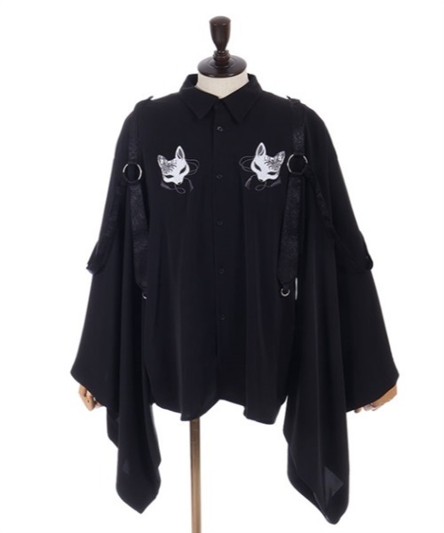 REZEN(リゼン)の「狐面刺繍和袖シャツ(シャツ/ブラウス・メンズ・ライトグレー/ブラック/ローズ・LARGE/MEDIUM)」の22枚目の写真