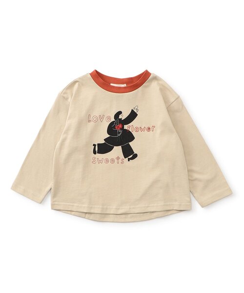Seraph(セラフ)の「グラフィックデザインプリント長袖Tシャツ(Tシャツ/カットソー・キッズ・ベージュ/オフホワイト/ブラック/ブルー・130/80/110/100/90/140/120)」の1枚目の写真