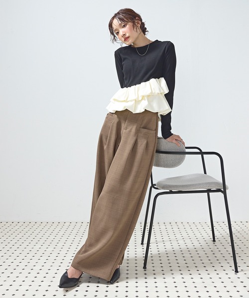 en CAnAF（エンカナフ）の「【きれいめに決まる】ツイルタックパンツ（その他パンツ・レディース・チャコールグレー/モカ/ブラック・M）」の3枚目の写真