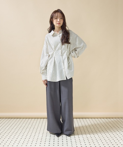 en CAnAF（エンカナフ）の「【きれいめに決まる】ツイルタックパンツ（その他パンツ・レディース・チャコールグレー/モカ/ブラック・M）」の9枚目の写真