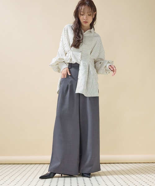 en CAnAF（エンカナフ）の「【きれいめに決まる】ツイルタックパンツ（その他パンツ・レディース・チャコールグレー/モカ/ブラック・M）」の6枚目の写真