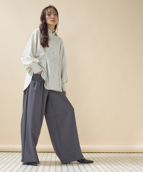 en CAnAF（エンカナフ）の「【きれいめに決まる】ツイルタックパンツ（その他パンツ・レディース・チャコールグレー/モカ/ブラック・M）」の7枚目の写真