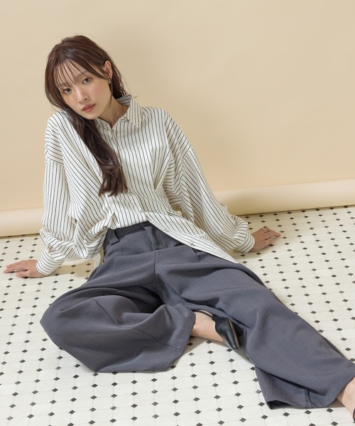en CAnAF（エンカナフ）の「【きれいめに決まる】ツイルタックパンツ（その他パンツ・レディース・チャコールグレー/モカ/ブラック・M）」の8枚目の写真