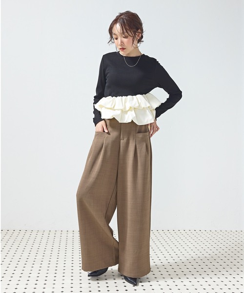 en CAnAF（エンカナフ）の「【きれいめに決まる】ツイルタックパンツ（その他パンツ・レディース・チャコールグレー/モカ/ブラック・M）」の11枚目の写真
