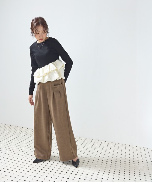 en CAnAF（エンカナフ）の「【きれいめに決まる】ツイルタックパンツ（その他パンツ・レディース・チャコールグレー/モカ/ブラック・M）」の12枚目の写真