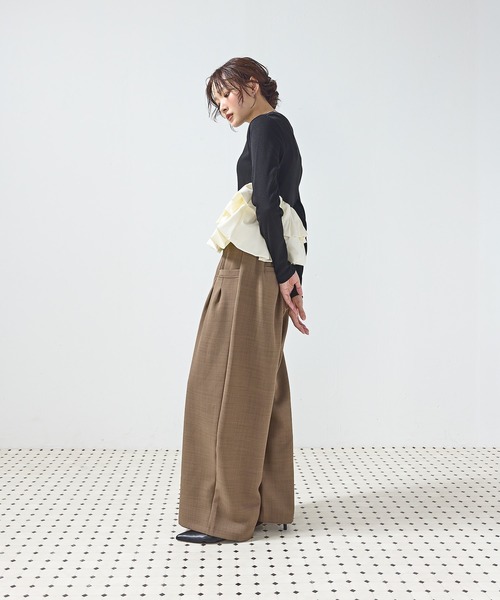 en CAnAF（エンカナフ）の「【きれいめに決まる】ツイルタックパンツ（その他パンツ・レディース・チャコールグレー/モカ/ブラック・M）」の15枚目の写真