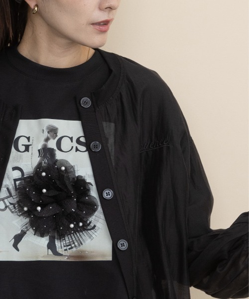 lodie（ロディ）の「フロントボタン　シアーシャツブルソン（シャツ/ブラウス・レディース・ブラック/ベージュ/チャコールグレー・FREE）」の7枚目の写真