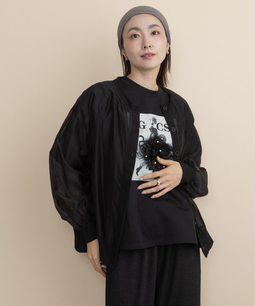 lodie（ロディ）の「フロントボタン　シアーシャツブルソン（シャツ/ブラウス・レディース・ブラック/ベージュ/チャコールグレー・FREE）」の14枚目の写真