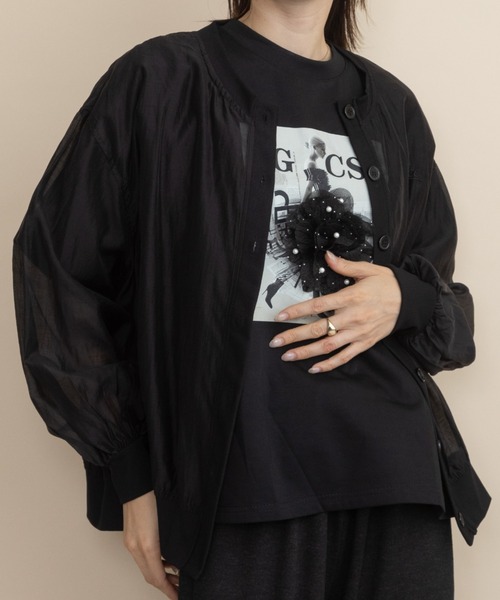lodie（ロディ）の「フロントボタン　シアーシャツブルソン（シャツ/ブラウス・レディース・ブラック/ベージュ/チャコールグレー・FREE）」の18枚目の写真