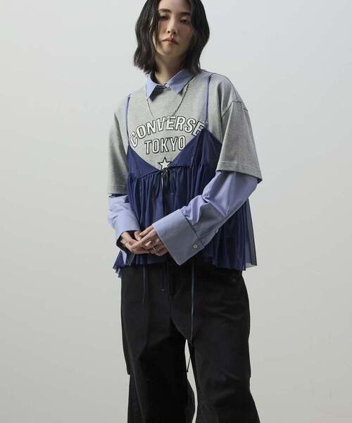 CONVERSE TOKYO(コンバーストウキョウ)の「EMBROIDERY ARCH LOGO SHORT T-SHIRT(Tシャツ/カットソー・レディース・チャコールグレー/グレー/ボルドー・FREE)」の8枚目の写真