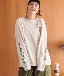 POWER TO THE PEOPLE（パワートゥーザピープル）の「袖プリントロンT　ネコ柄（Tシャツ/カットソー）」