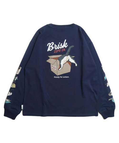 POWER TO THE PEOPLE（パワートゥーザピープル）の「袖プリントロンT　ネコ柄（Tシャツ/カットソー・メンズ・オフホワイト/ネイビー/ピンク・MEDIUM/LARGE/X-LARGE）」の14枚目の写真