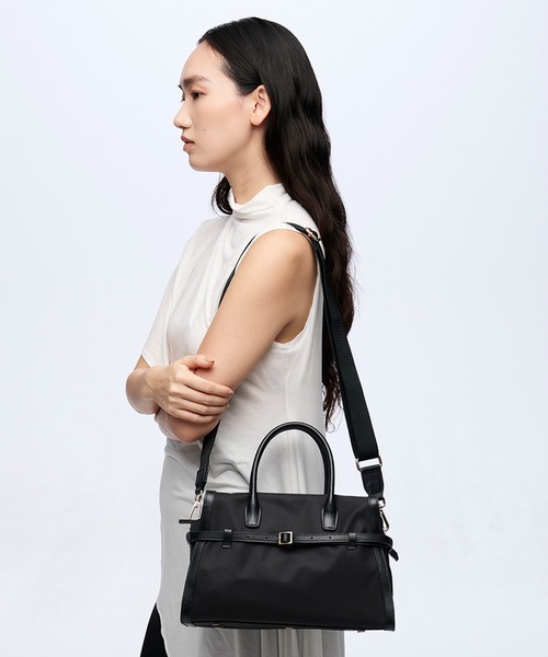 Breath TOPKAPI(ブレストプカピ)の「【Breath TOPKAPI】STRIA ストリア ナローベルト ナイロン トートバッグ S / 撥水(トートバッグ・レディース・ブラック/グレイッシュベージュ・FREE)」の3枚目の写真