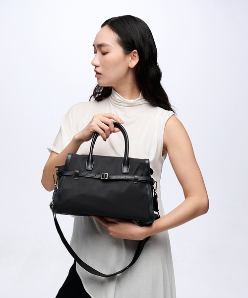 Breath TOPKAPI(ブレストプカピ)の「【Breath TOPKAPI】STRIA ストリア ナローベルト ナイロン トートバッグ S / 撥水(トートバッグ・レディース・ブラック/グレイッシュベージュ・FREE)」の4枚目の写真