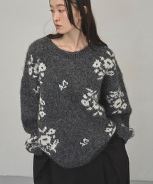 フラワージャガードニットプルオーバー