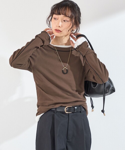 SHIPS Colors(シップス カラーズ)の「SHIPS Colors:〈手洗い可能〉シアー ドライタッチ インナー トップス(Tシャツ/カットソー・レディース・オフホワイト/ブラウン/ブラック・ONE SIZE)」の3枚目の写真