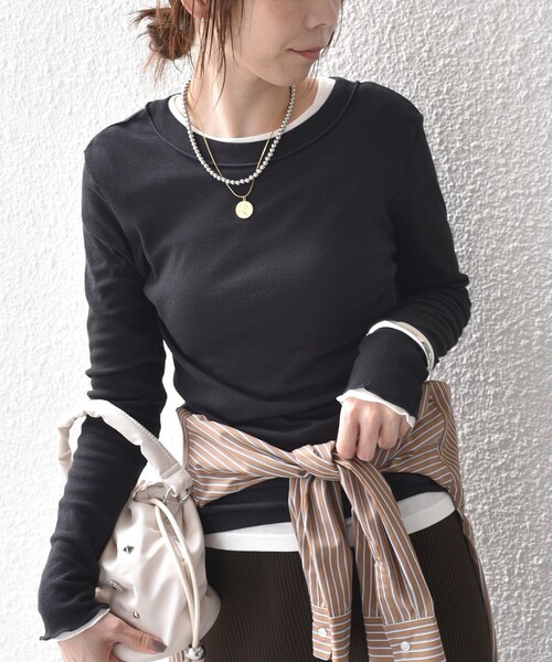 SHIPS Colors(シップス カラーズ)の「SHIPS Colors:〈手洗い可能〉シアー ドライタッチ インナー トップス(Tシャツ/カットソー・レディース・オフホワイト/ブラウン/ブラック・ONE SIZE)」の1枚目の写真