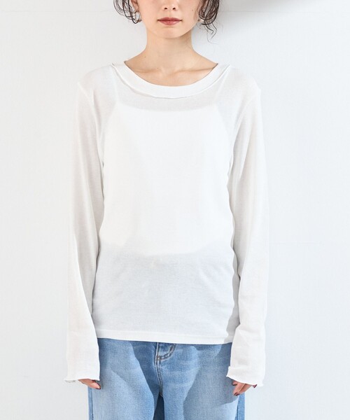 SHIPS Colors(シップス カラーズ)の「SHIPS Colors:〈手洗い可能〉シアー ドライタッチ インナー トップス(Tシャツ/カットソー・レディース・オフホワイト/ブラウン/ブラック・ONE SIZE)」の8枚目の写真