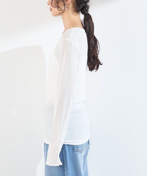 SHIPS Colors(シップス カラーズ)の「SHIPS Colors:〈手洗い可能〉シアー ドライタッチ インナー トップス(Tシャツ/カットソー・レディース・オフホワイト/ブラウン/ブラック・ONE SIZE)」の9枚目の写真