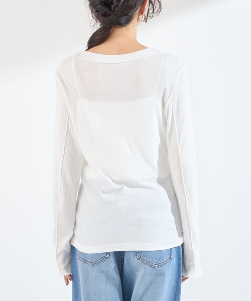 SHIPS Colors(シップス カラーズ)の「SHIPS Colors:〈手洗い可能〉シアー ドライタッチ インナー トップス(Tシャツ/カットソー・レディース・オフホワイト/ブラウン/ブラック・ONE SIZE)」の10枚目の写真