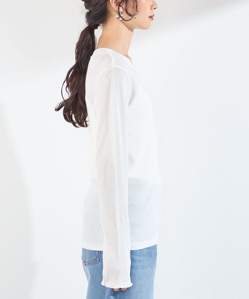SHIPS Colors(シップス カラーズ)の「SHIPS Colors:〈手洗い可能〉シアー ドライタッチ インナー トップス(Tシャツ/カットソー・レディース・オフホワイト/ブラウン/ブラック・ONE SIZE)」の11枚目の写真