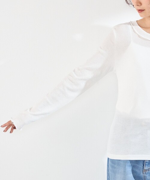 SHIPS Colors(シップス カラーズ)の「SHIPS Colors:〈手洗い可能〉シアー ドライタッチ インナー トップス(Tシャツ/カットソー・レディース・オフホワイト/ブラウン/ブラック・ONE SIZE)」の12枚目の写真