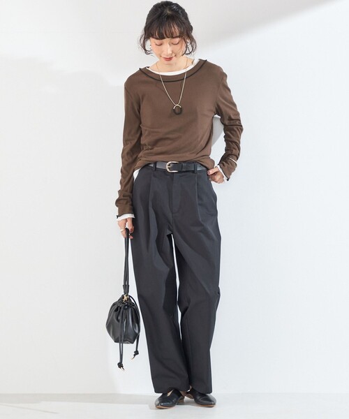 SHIPS Colors(シップス カラーズ)の「SHIPS Colors:〈手洗い可能〉シアー ドライタッチ インナー トップス(Tシャツ/カットソー・レディース・オフホワイト/ブラウン/ブラック・ONE SIZE)」の16枚目の写真