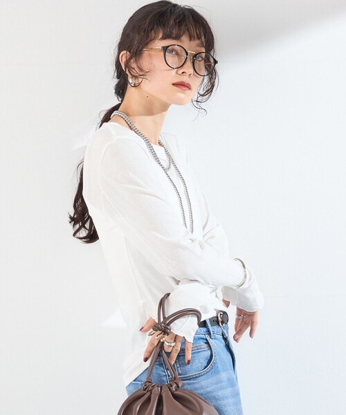 SHIPS Colors(シップス カラーズ)の「SHIPS Colors:〈手洗い可能〉シアー ドライタッチ インナー トップス(Tシャツ/カットソー・レディース・オフホワイト/ブラウン/ブラック・ONE SIZE)」の17枚目の写真