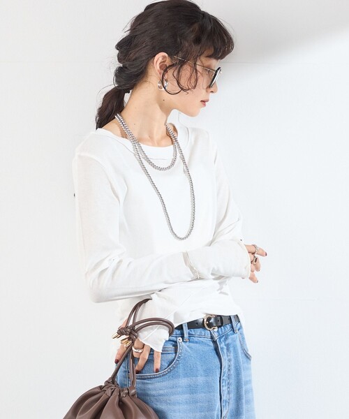 SHIPS Colors(シップス カラーズ)の「SHIPS Colors:〈手洗い可能〉シアー ドライタッチ インナー トップス(Tシャツ/カットソー・レディース・オフホワイト/ブラウン/ブラック・ONE SIZE)」の18枚目の写真