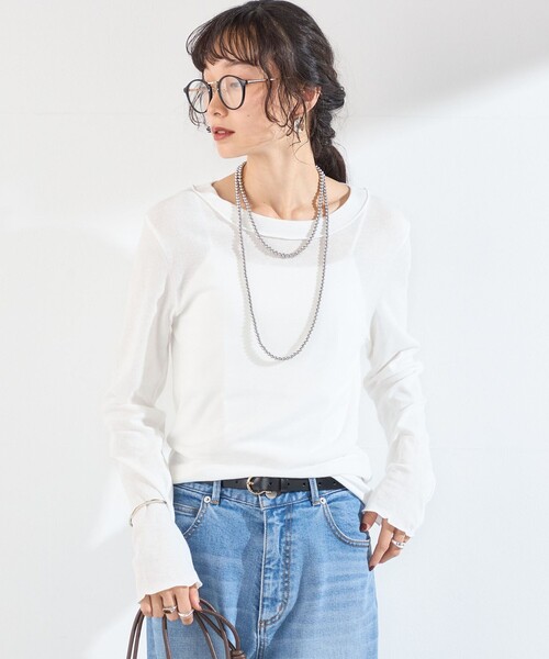SHIPS Colors(シップス カラーズ)の「SHIPS Colors:〈手洗い可能〉シアー ドライタッチ インナー トップス(Tシャツ/カットソー・レディース・オフホワイト/ブラウン/ブラック・ONE SIZE)」の20枚目の写真